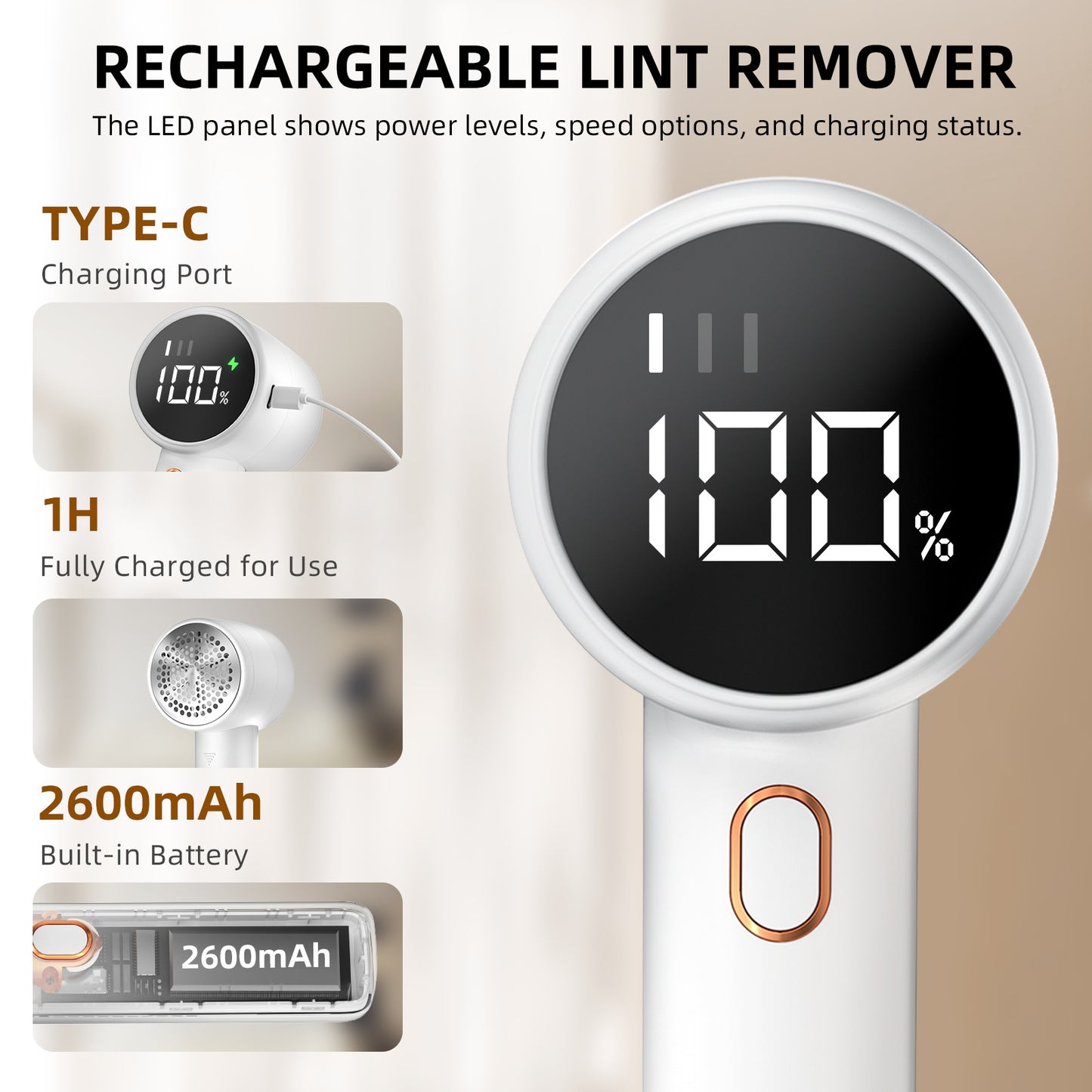 Portable Electric Lint Remover – Rechargeable Fabric Shaver for Clothes, Sweaters & Coats